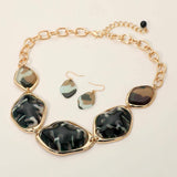 Chunky Bold Resin Pebble Plate Link Statement Necklace - Madeline Love - Flyclothing LLC
