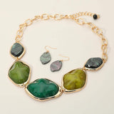 Chunky Bold Resin Pebble Plate Link Statement Necklace - Madeline Love - Flyclothing LLC