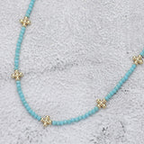 Metal Bubble Flower Pointed Faceted Beaded Necklace - Madeline Love - Flyclothing LLC