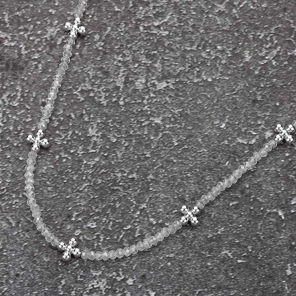 Metal Bubble Flower Pointed Faceted Beaded Necklace - Madeline Love - Flyclothing LLC