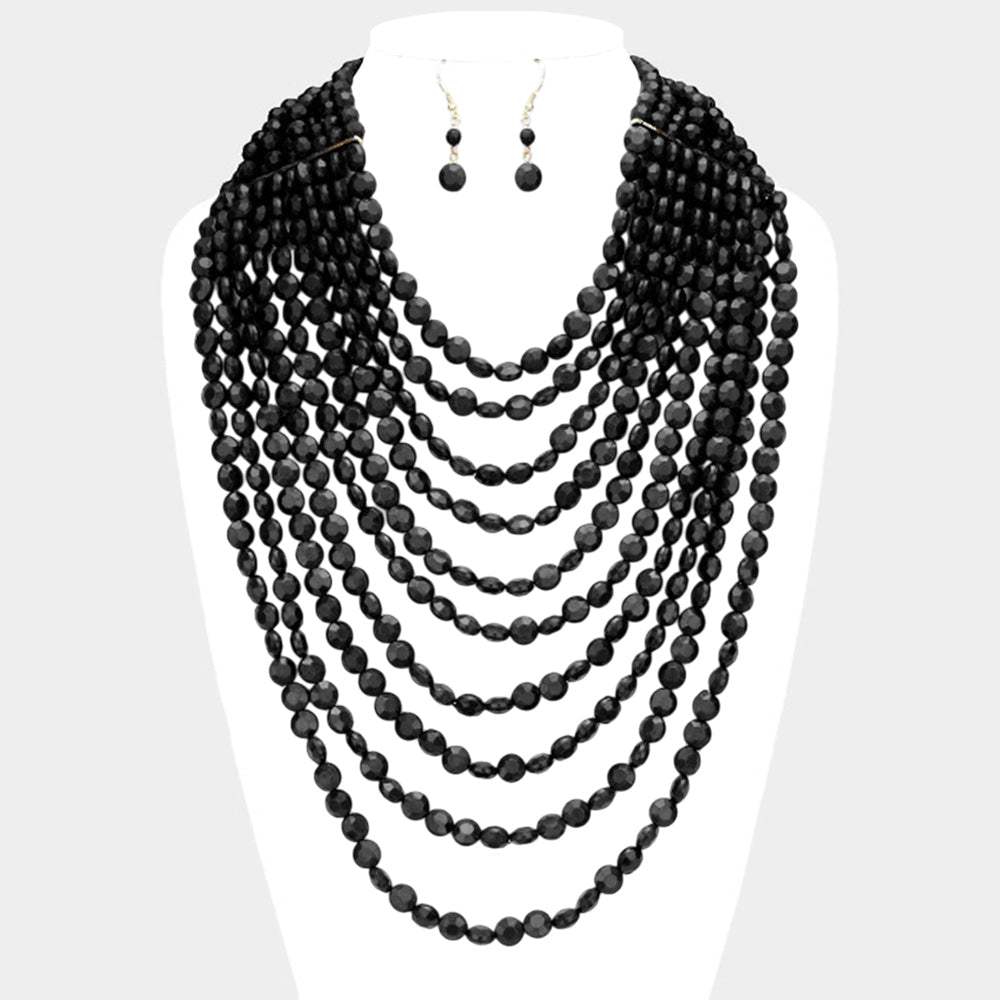 Multi Strand Faceted Beaded Necklace - Madeline Love - Flyclothing LLC