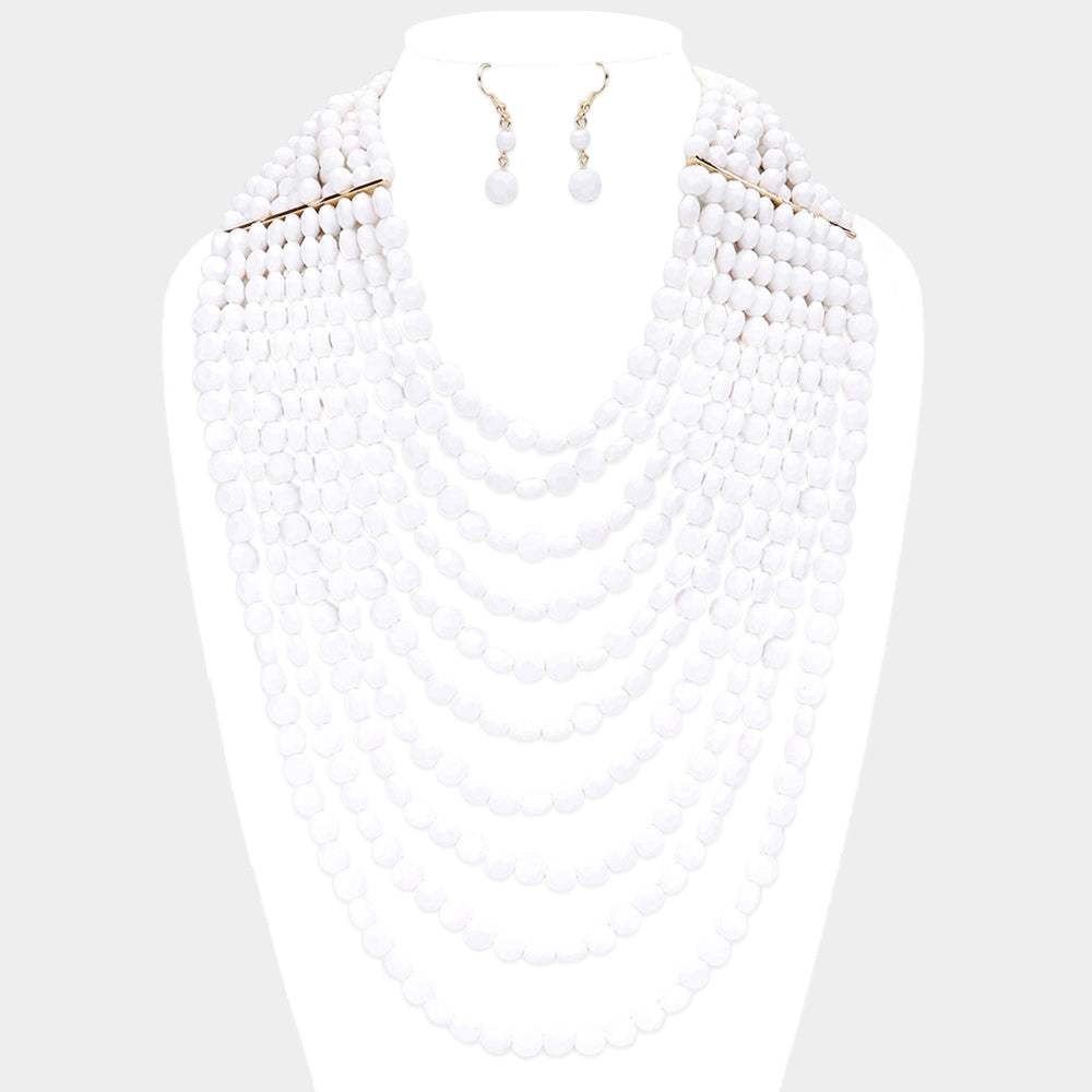 Multi Strand Faceted Beaded Necklace - Madeline Love - Flyclothing LLC
