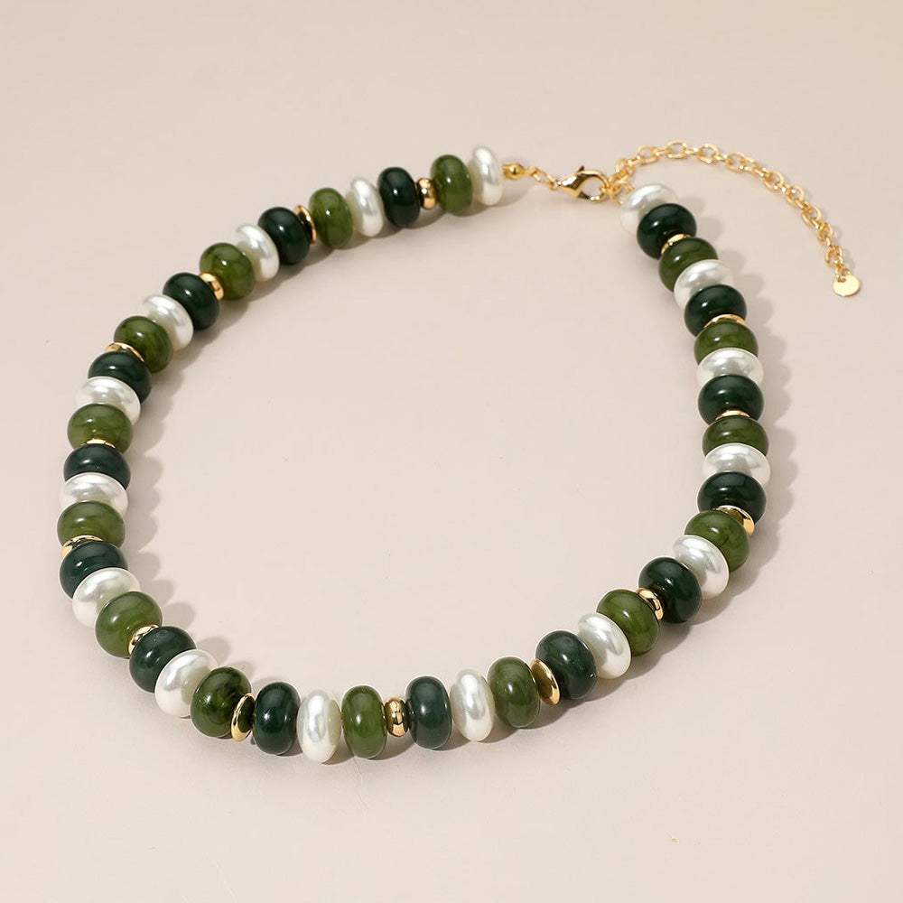 Chunky Marbled Beads Pearl Beaded Statement Necklace - Madeline Love - Flyclothing LLC