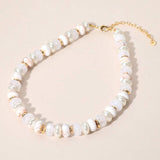 Chunky Marbled Beads Pearl Beaded Statement Necklace - Madeline Love - Flyclothing LLC