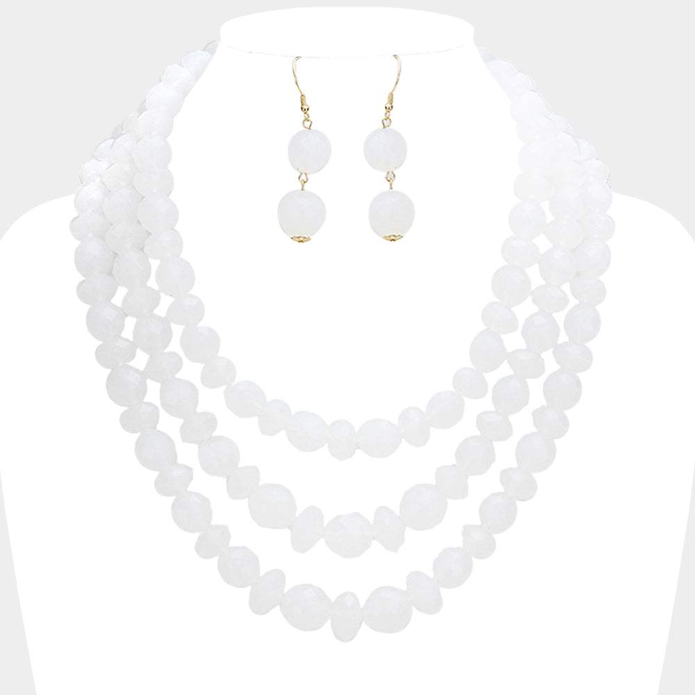 Triple Strand Beaded Bib Necklace - Madeline Love - Flyclothing LLC