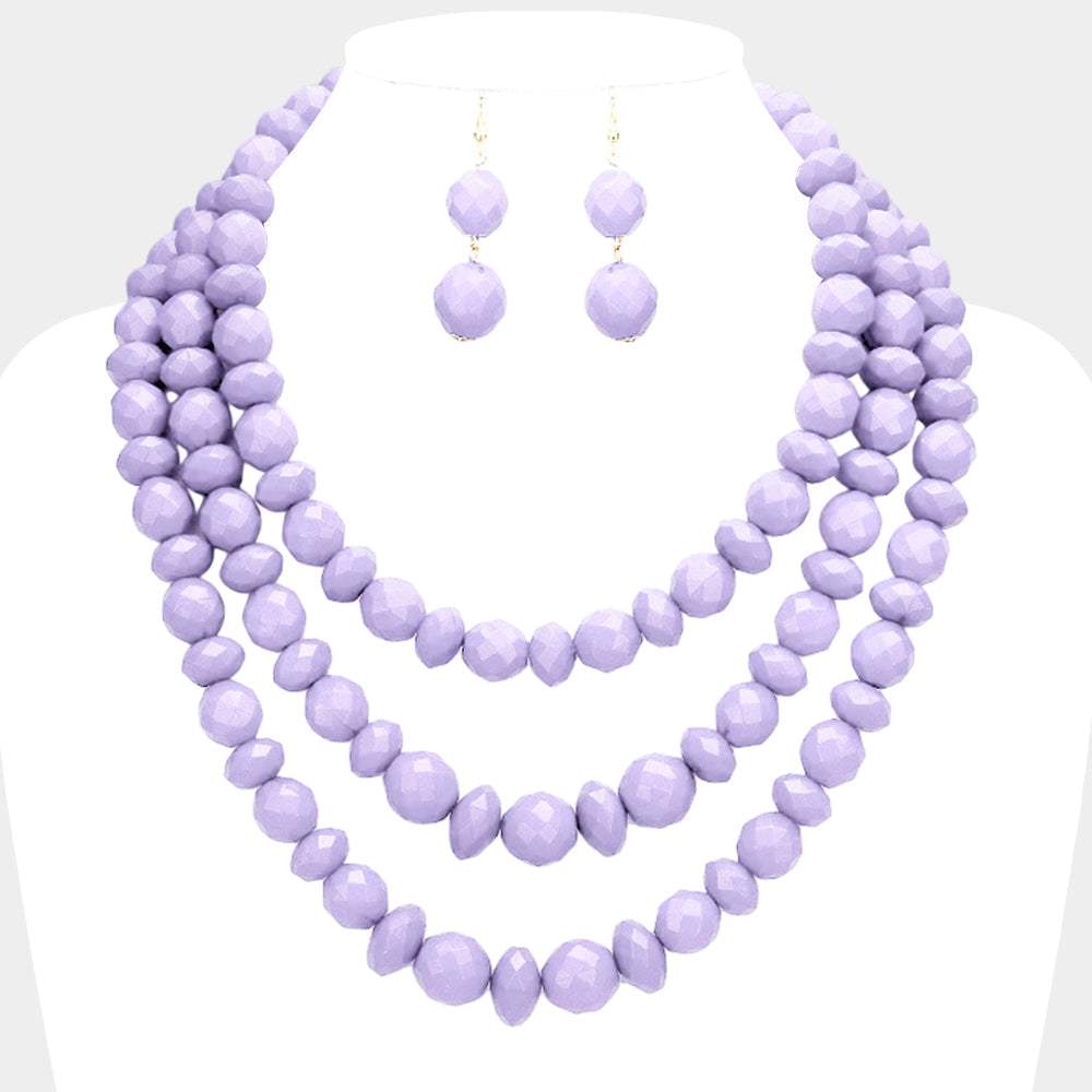 Triple Strand Beaded Bib Necklace - Madeline Love - Flyclothing LLC