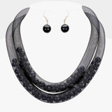 Double Mesh Tube Pearl Collar Necklace - Madeline Love - Flyclothing LLC