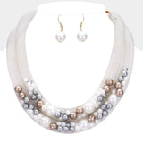 Double Mesh Tube Pearl Collar Necklace - Madeline Love - Flyclothing LLC