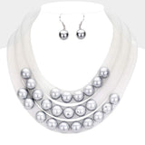 Triple Mesh Tube Pearl Collar Necklace - Madeline Love - Flyclothing LLC