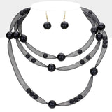 Pearl Accented Triple Layered Mesh Bib Necklace - Madeline Love - Flyclothing LLC