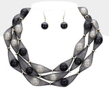 Triple Mesh Tube Pearl Collar Necklace - Madeline Love - Flyclothing LLC