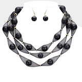 Triple Mesh Tube Pearl Collar Necklace - Madeline Love - Flyclothing LLC