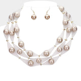 Triple Mesh Tube Pearl Collar Necklace - Madeline Love - Flyclothing LLC