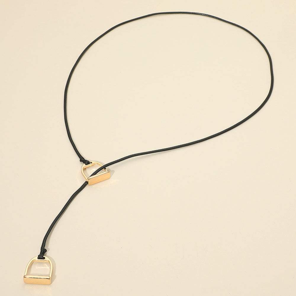 Metal Horsebit Lariat Waxed Cord Necklace - Madeline Love - Flyclothing LLC