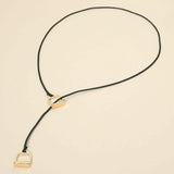Metal Horsebit Lariat Waxed Cord Necklace - Madeline Love - Flyclothing LLC