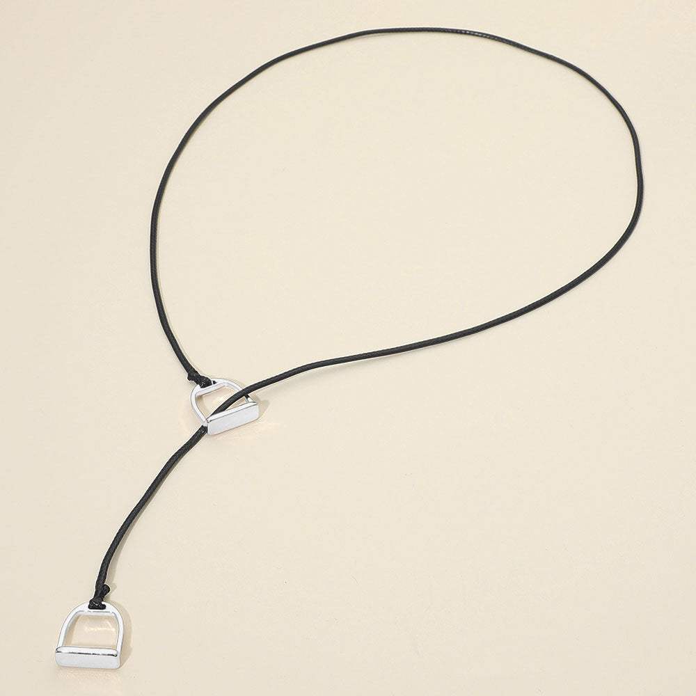 Metal Horsebit Lariat Waxed Cord Necklace - Madeline Love - Flyclothing LLC