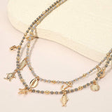 Ocean Inspired Charm Faceted Beaded Double Layered Necklace - Madeline Love - Flyclothing LLC