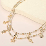 Ocean Inspired Charm Faceted Beaded Double Layered Necklace - Madeline Love - Flyclothing LLC