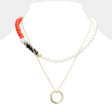 Open Metal Circle Pendant Pearl Shamballa Ball Faceted Beaded Necklace - Madeline Love - Flyclothing LLC