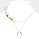 Open Metal Circle Pendant Pearl Shamballa Ball Faceted Beaded Necklace - Madeline Love - Flyclothing LLC
