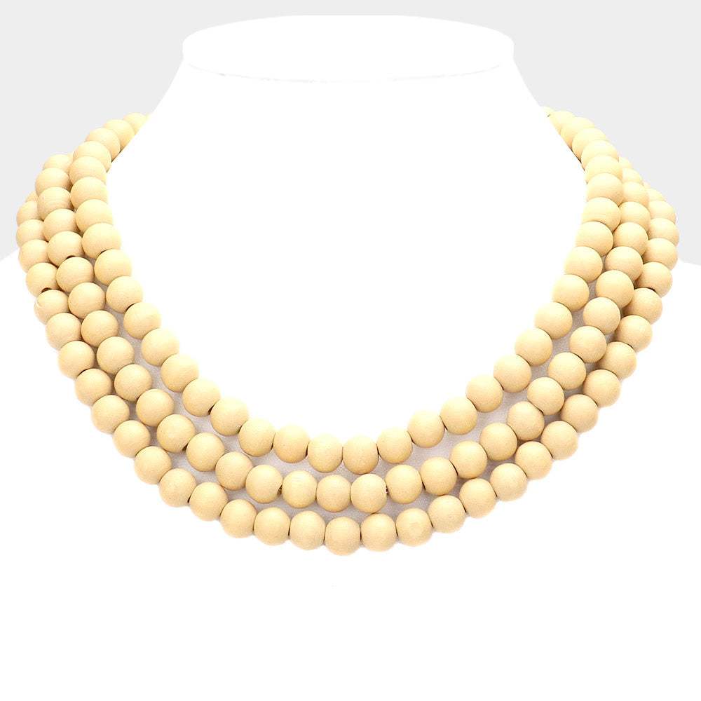 Triple Layered Wood Necklace - Madeline Love - Flyclothing LLC