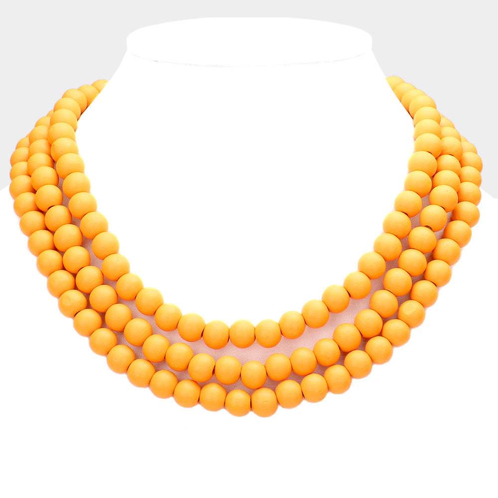 Triple Layered Wood Necklace - Madeline Love - Flyclothing LLC