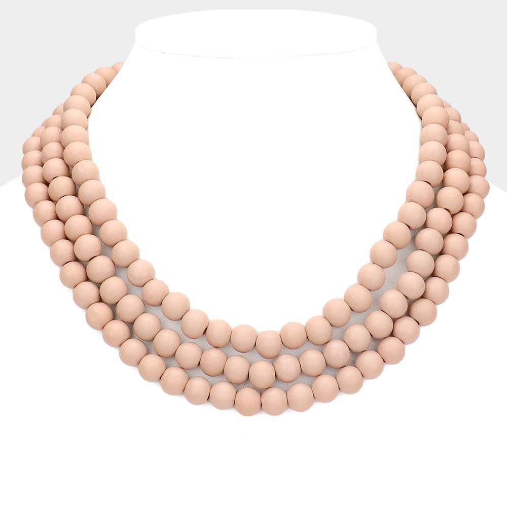 Triple Layered Wood Necklace - Madeline Love - Flyclothing LLC