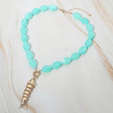 Fish Toggle Charm Pendant Marbled Resin Pebble Beaded Necklace - Madeline Love - Flyclothing LLC