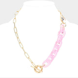 Square Stone Open Oval Resin Link Toggle Necklace - Madeline Love - Flyclothing LLC