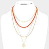 Metal Heart Pendant Multi Layered Necklace - Madeline Love - Flyclothing LLC