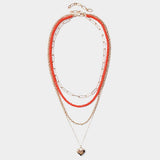 Metal Heart Pendant Multi Layered Necklace - Madeline Love - Flyclothing LLC