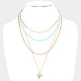 Metal Heart Pendant Multi Layered Necklace - Madeline Love - Flyclothing LLC
