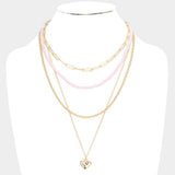 Metal Heart Pendant Multi Layered Necklace - Madeline Love - Flyclothing LLC