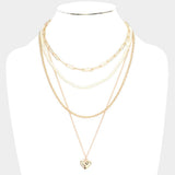 Metal Heart Pendant Multi Layered Necklace - Madeline Love - Flyclothing LLC