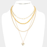 Metal Heart Pendant Multi Layered Necklace - Madeline Love - Flyclothing LLC