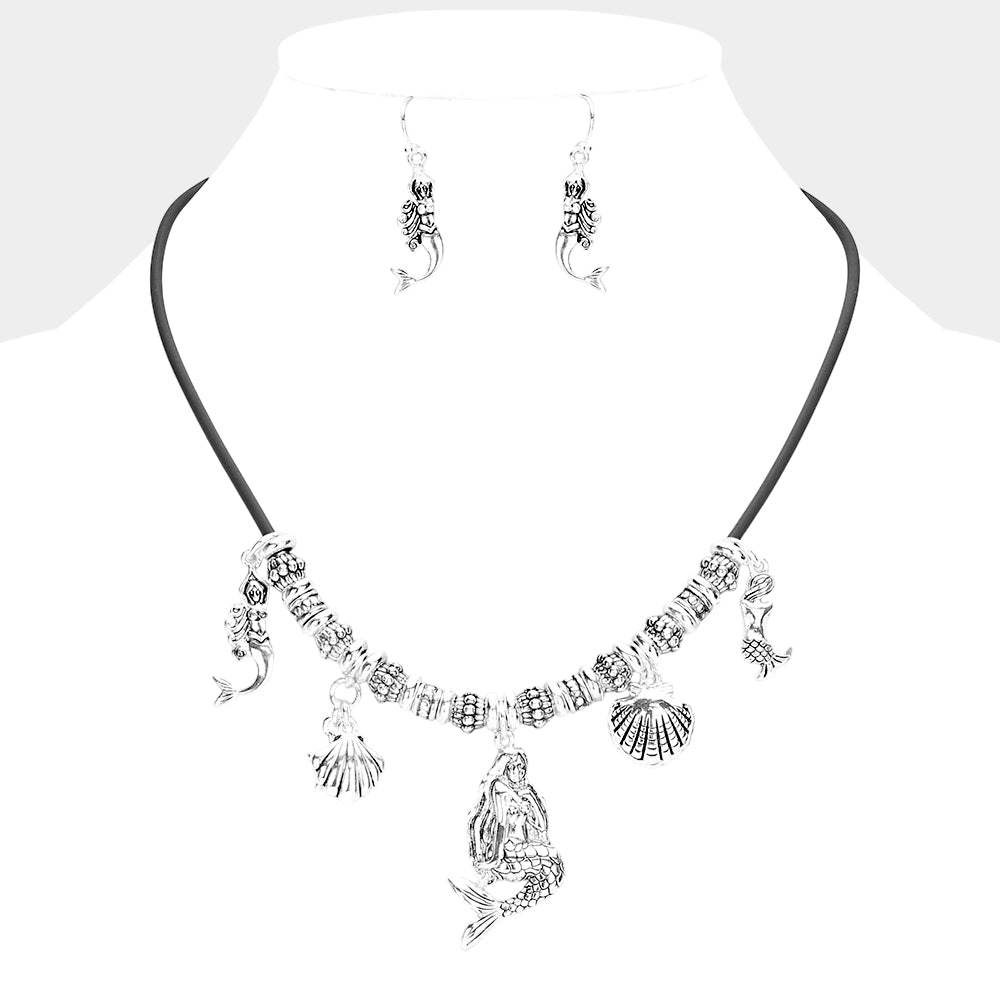 Metal Mermaid Shell Pendant Necklace - Madeline Love - Flyclothing LLC
