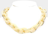 Resin Metal Open Oval Link Necklace - Madeline Love - Flyclothing LLC
