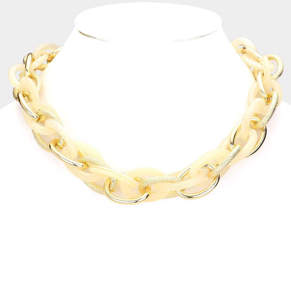 Resin Metal Open Oval Link Necklace - Madeline Love - Flyclothing LLC