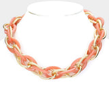 Resin Metal Open Oval Link Necklace - Madeline Love - Flyclothing LLC
