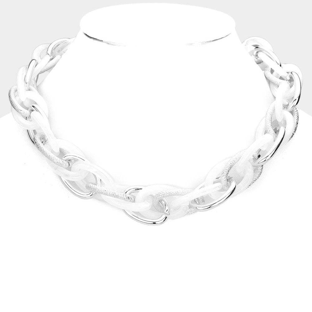 Resin Metal Open Oval Link Necklace - Madeline Love - Flyclothing LLC