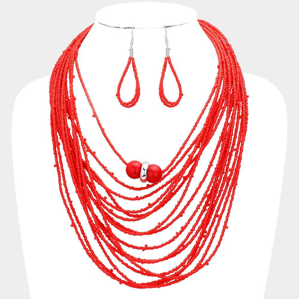 Seed Beaded Bib Necklace - Madeline Love - Flyclothing LLC