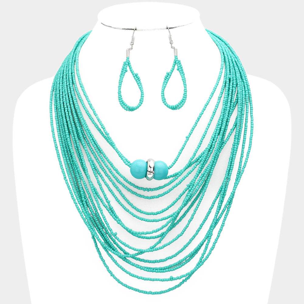 Seed Beaded Bib Necklace - Madeline Love - Flyclothing LLC