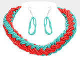 Braided Two Tone Seed Beaded Necklace - Madeline Love - Flyclothing LLC