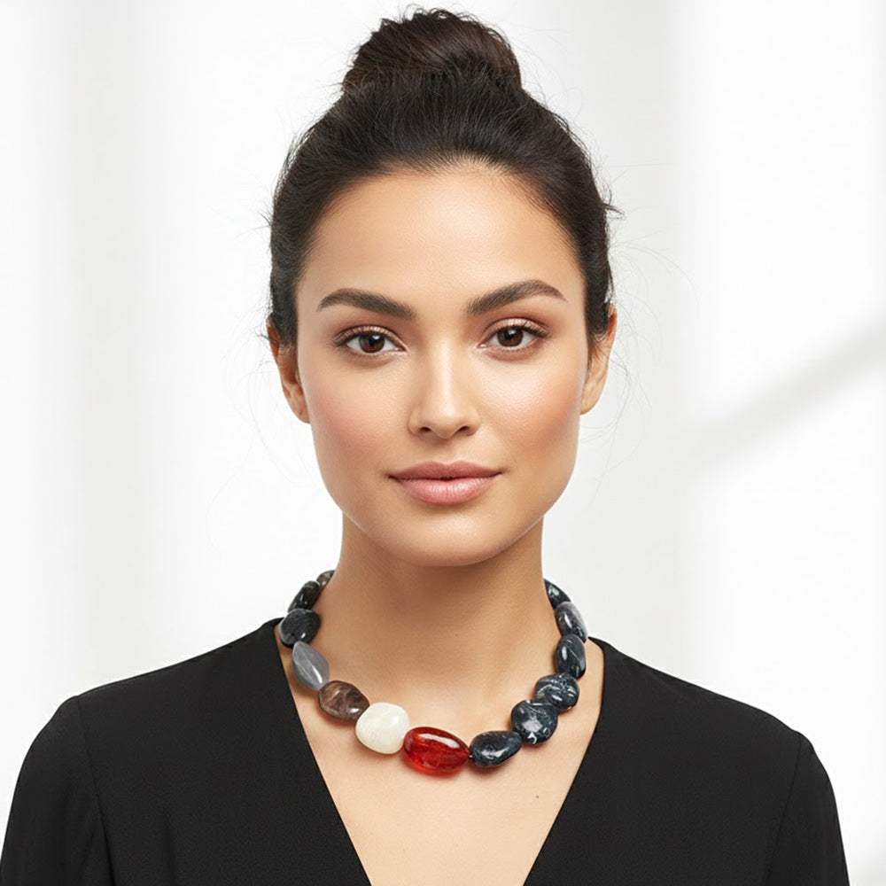 Bold Resin Nugget Beaded Statement Necklace - Madeline Love - Flyclothing LLC
