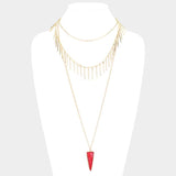 Layered Natural Stone Pendant Necklace - Madeline Love - Flyclothing LLC