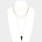 Layered Natural Stone Pendant Necklace - Madeline Love - Flyclothing LLC