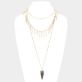 Layered Natural Stone Pendant Necklace - Madeline Love - Flyclothing LLC