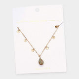 Teardrop Pendant Metal Disc Necklace - Madeline Love - Flyclothing LLC