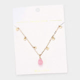 Teardrop Pendant Metal Disc Necklace - Madeline Love - Flyclothing LLC
