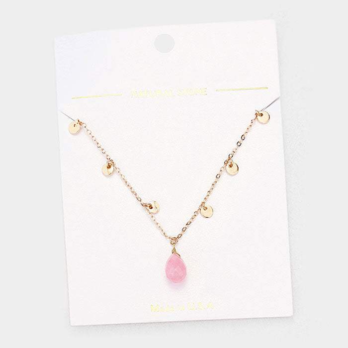 Teardrop Pendant Metal Disc Necklace - Madeline Love - Flyclothing LLC